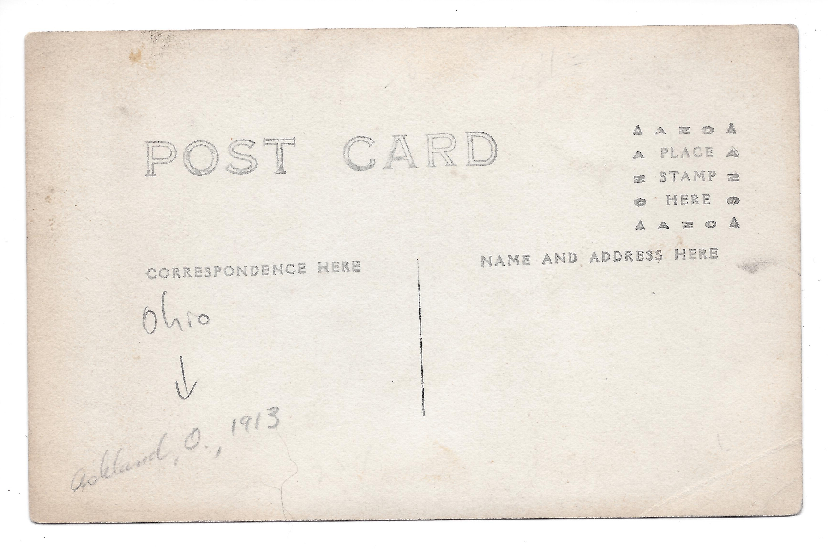 Unposted reverse of card 0081 with a pencil annotation reading Ashland, O., 1913.